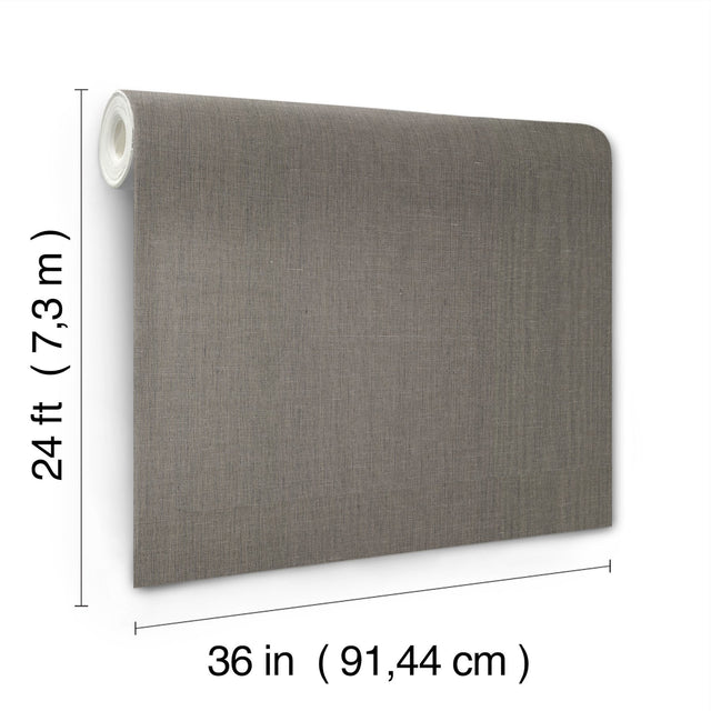 Crosshatch Black & Grey String Wallpaper with Transitional Solid Weave - York VG4412MH