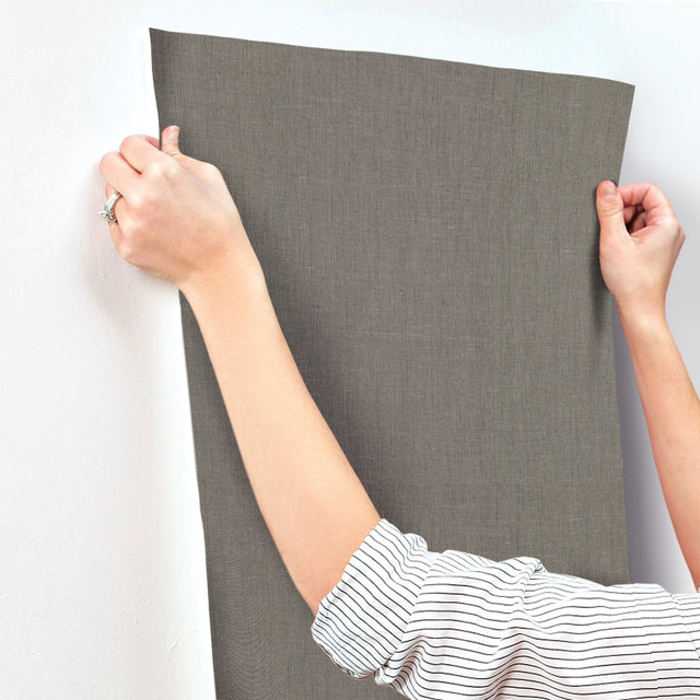 Crosshatch Black & Grey String Wallpaper with Transitional Solid Weave - York VG4412MH