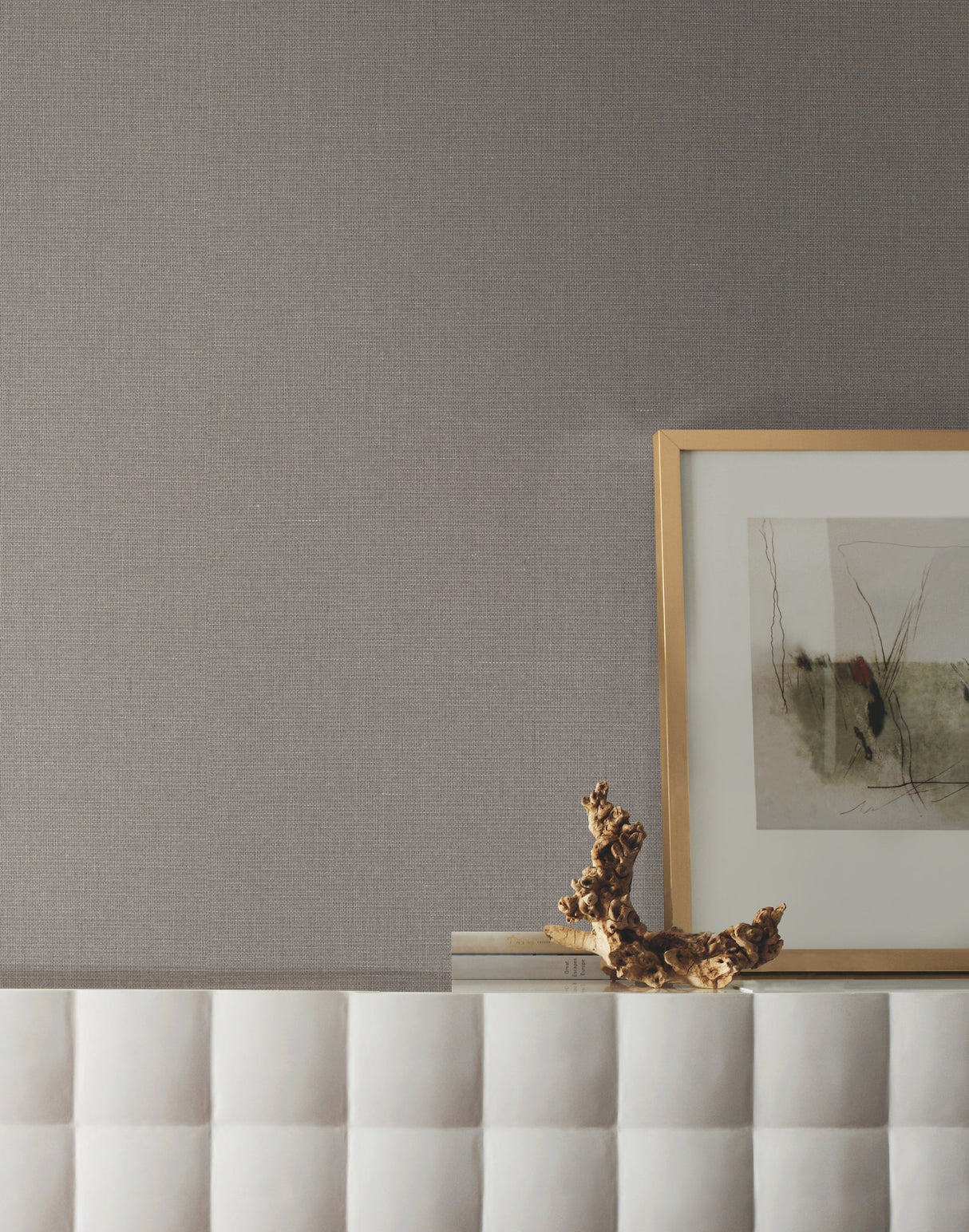 Crosshatch String Black & Grey Wallpaper with Woven Grasscloth Look - York VG4412