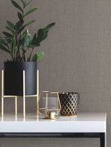 Crosshatch String Black & Grey Wallpaper with Woven Grasscloth Look - York VG4412