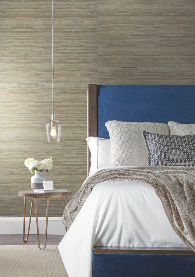 Inked Grass Green Grasscloth Wallpaper, Weaves Style - York VG4414