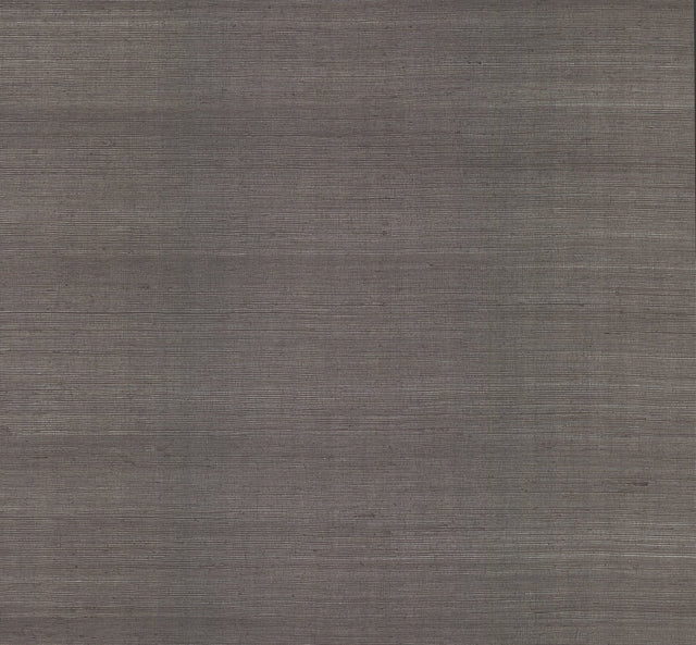 Sisal Grasscloth Silver Metallic Wallpaper in Charcoal with Metallic Grasscloth Texture - York VG4418