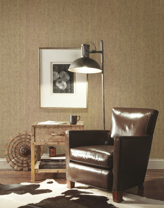 Woven Crosshatch Ramie Grasscloth Beige Wallpaper with Textured Crosshatch Weave - York VG4423