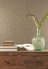 Woven Crosshatch Ramie Grasscloth Beige Wallpaper with Textured Crosshatch Weave - York VG4423