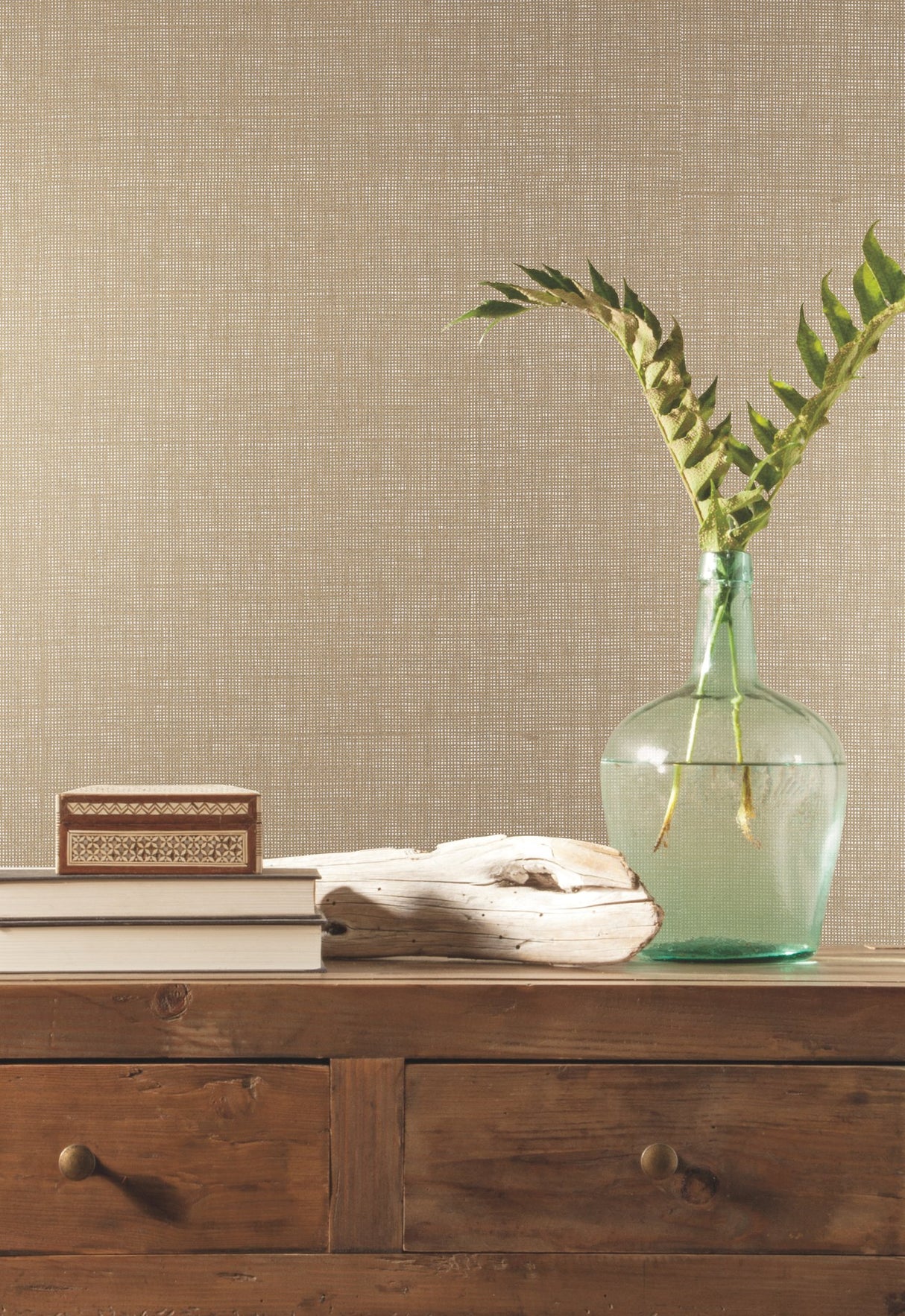 Woven Crosshatch Beige Grasscloth Wallpaper - York VG4426