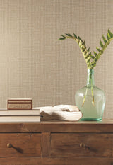 Woven Crosshatch Beige Grasscloth Wallpaper - York VG4426