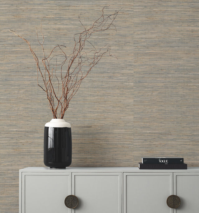 Knotted Grass Beige Grasscloth Wallpaper with Traditional Natural Weave - York VG4436GV