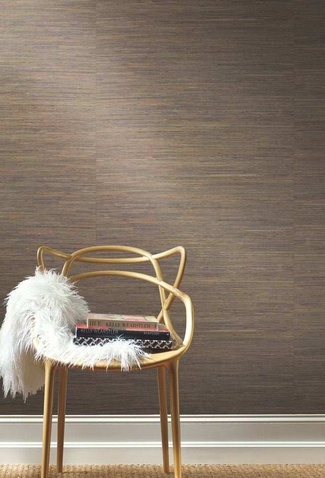 Knotted Grass Brown Grasscloth Wallpaper with Weaves Pattern - York VG4436