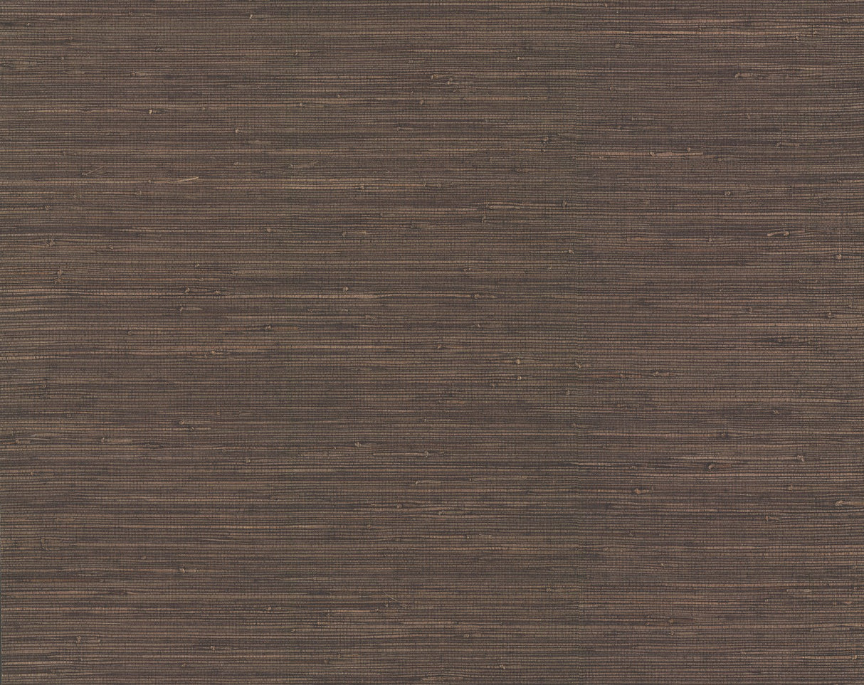 Knotted Grass Brown Grasscloth Wallpaper with Traditional Natural Weave - York VG4437GV