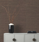 Knotted Grass Brown Grasscloth Wallpaper with Traditional Natural Weave - York VG4437GV