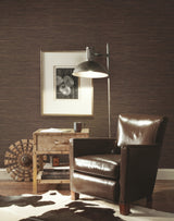 Knotted Grass Brown Grasscloth Wallpaper with Weaves Texture - York VG4437