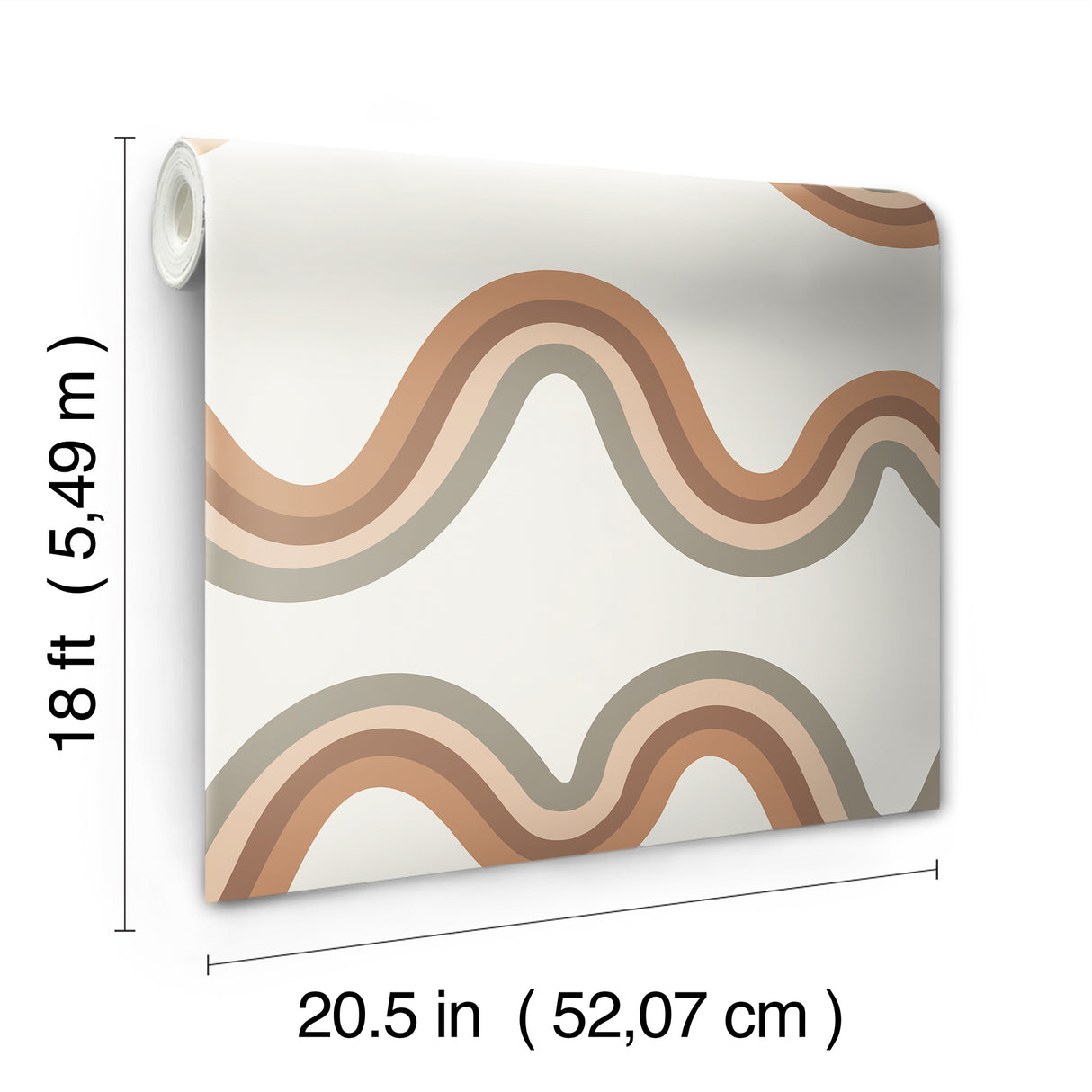 Beverly Slopes Tan by NuWallpaper - Very Gay Paint x WallPops Modern Neutral Tan Wavy Rainbow Stripe Peel and Stick Wallpaper VGS6437