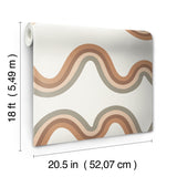 Beverly Slopes Tan by NuWallpaper - Very Gay Paint x WallPops Modern Neutral Tan Wavy Rainbow Stripe Peel and Stick Wallpaper VGS6437