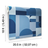 Boxanne Blue by NuWallpaper - Very Gay Paint x WallPops Modern Geometric Peel and Stick Vinyl Wallpaper, 20.5-in x 18-ft - VGS6438