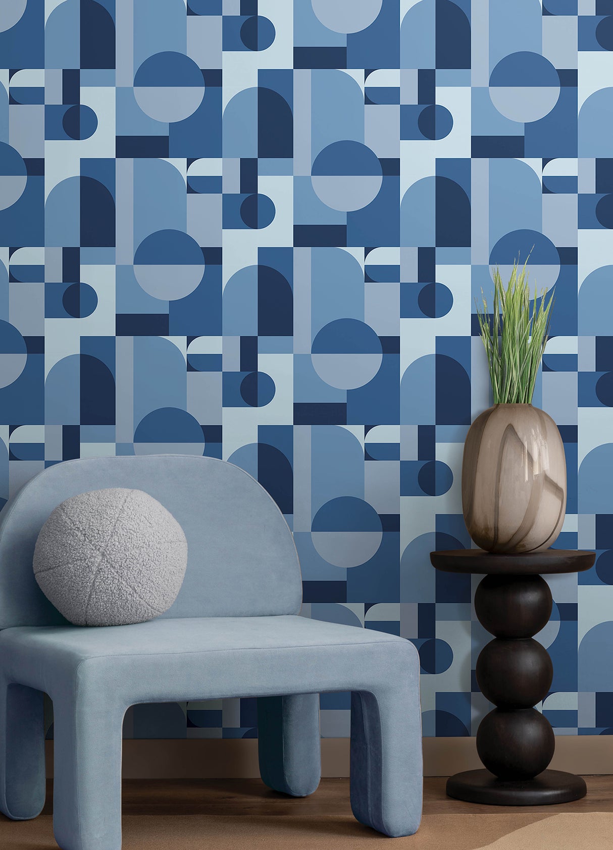 Boxanne Blue by NuWallpaper - Very Gay Paint x WallPops Modern Geometric Peel and Stick Vinyl Wallpaper, 20.5-in x 18-ft - VGS6438