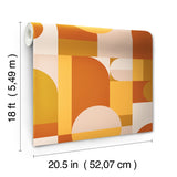 Boxanne Orange Retro Geometric Peel and Stick Wallpaper by NuWallpaper for Very Gay Paint x WallPops Fully Removable Vinyl Wallpaper - VGS6439