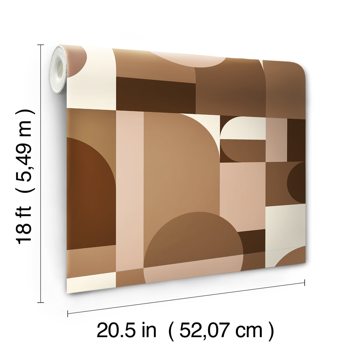 Boxanne Tan by NuWallpaper Very Gay Paint Geometric Modern Peel and Stick Wallpaper Tan Brown Arches Circles Vinyl Roll VGS6440