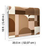 Boxanne Tan by NuWallpaper Very Gay Paint Geometric Modern Peel and Stick Wallpaper Tan Brown Arches Circles Vinyl Roll VGS6440