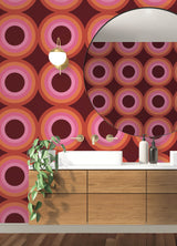 Sir Culls Pink by NuWallpaper Very Gay Paint x WallPops Bold Modern Retro Geometric Concentric Circle Peel and Stick Wallpaper - VGS6441