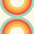 Sir Culls Orange Peel and Stick Wallpaper by NuWallpaper featuring bold retro geometric circles in orange, red, and teal on a cream background