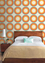 Sir Culls Orange by NuWallpaper Very Gay Paint Bold Retro Geometric Circles Peel and Stick Wallpaper WallPops Collection - VGS6442