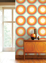 Sir Culls Orange by NuWallpaper Very Gay Paint Bold Retro Geometric Circles Peel and Stick Wallpaper WallPops Collection - VGS6442