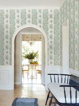 Beaumont Green by Antonina Vella Floral Stripe Wallpaper – York Designer Series VP1301