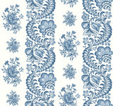 Beaumont Blue Floral Stripe Wallpaper roll and pattern - VP1302
