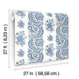 Beaumont Blue by Antonina Vella Floral Stripe Wallpaper – York Designer Series VP1302