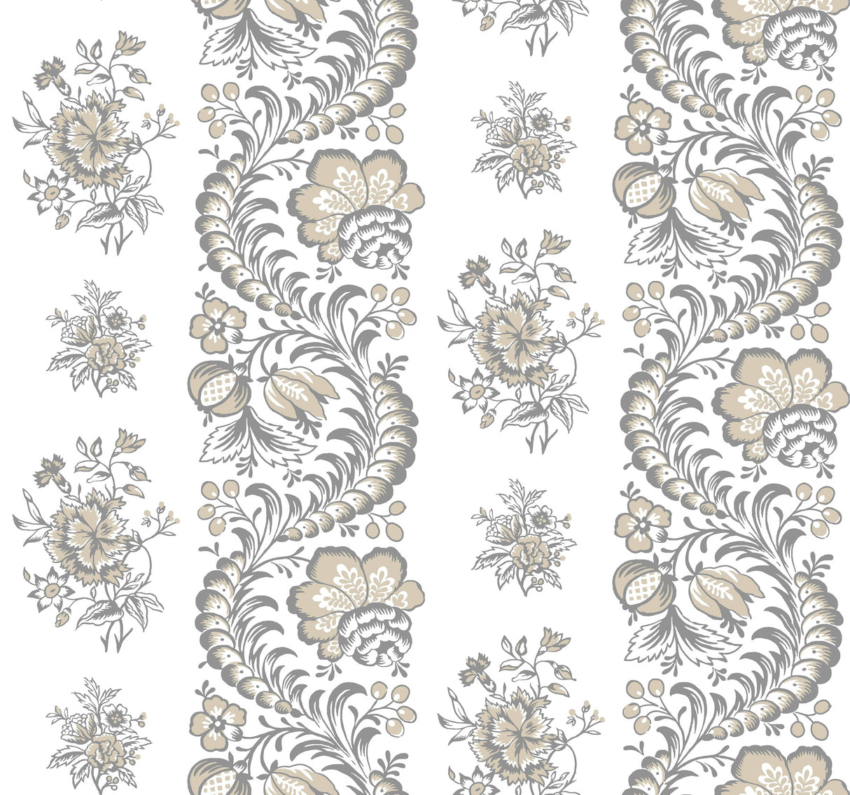 Beaumont Charcoal Floral Stripe Wallpaper by Antonina Vella - VP1303