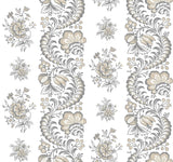 Beaumont Charcoal Floral Stripe Wallpaper by Antonina Vella - VP1303