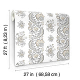 Beaumont Charcoal Floral Stripe by Antonina Vella Botanical Non Woven Unpasted Wallpaper from the Antonina Vella Jardin Collection - VP1303