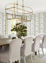 Beaumont Charcoal Floral Stripe by Antonina Vella Botanical Non Woven Unpasted Wallpaper from the Antonina Vella Jardin Collection - VP1303