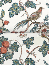 Parterre Coral Cornflower & Ginger by Antonina Vella Jacobean Wallpaper – York Designer Series VP1316