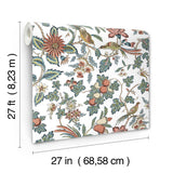 Parterre Coral Cornflower & Ginger by Antonina Vella Jacobean Wallpaper – York Designer Series VP1316
