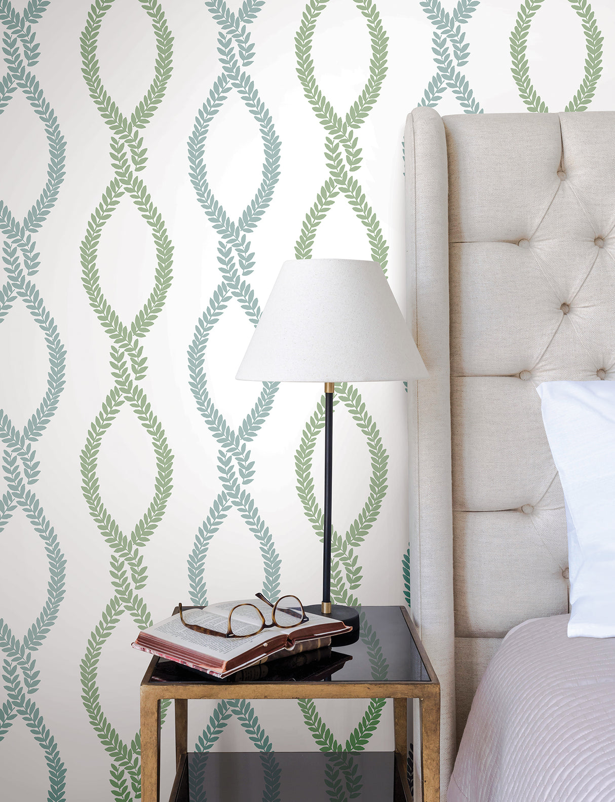 Laureate Light Green by Antonina Vella Vine Trellis Wallpaper – York Designer Series VP1321