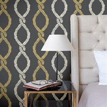 Laureate Off Black by Antonina Vella Vine Trellis Wallpaper – York Designer Series VP1324