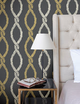 Laureate Off Black by Antonina Vella Vine Trellis Wallpaper – York Designer Series VP1324