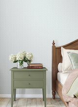 Priti Light Blue Floral Grid by Antonina Vella Floral Grid Wallpaper – York Designer Series VP1331