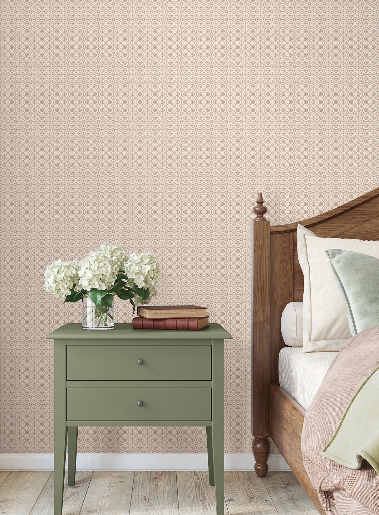 Priti Rose by Antonina Vella Floral Grid Wallpaper – York Designer Series VP1335