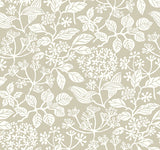Rowen Taupe Botanical Wallpaper VP1344 by Antonina Vella – 27 in x 27 ft roll