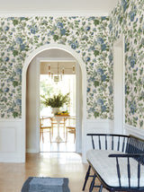 Beatrix Blue by Antonina Vella Vintage Floral Wallpaper – York Designer Series VP1352