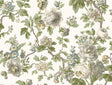 Beatrix Neutral & Sage vintage floral wallpaper pattern by Antonina Vella, 27 in x 27 ft bolt