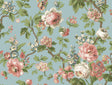 Beatrix Sky Blue Vintage Floral Wallpaper by Antonina Vella - VP1354