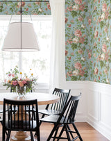 Beatrix Sky Blue by Antonina Vella Vintage Floral Non Woven Unpasted Wallpaper, 27-in x 27-ft Roll, Covers About 60.8 Square Feet - VP1354