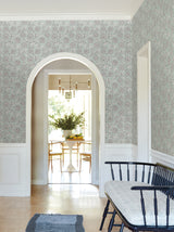 Chatsworth Garden Sky Blue by Antonina Vella Floral Trail Wallpaper – York Designer Series VP1361