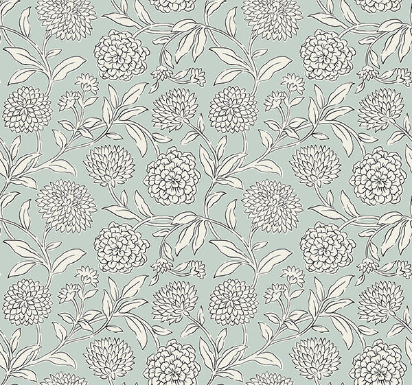 Chatsworth Garden Sky Blue Floral Trail Wallpaper VP1361 roll