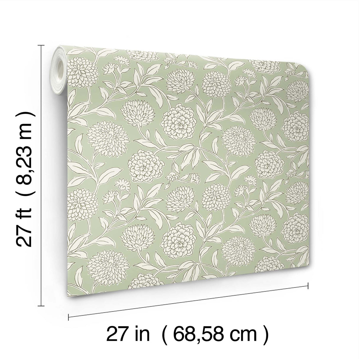 Chatsworth Garden Light Green by Antonina Vella Floral Trail Wallpaper – York Designer Series VP1362