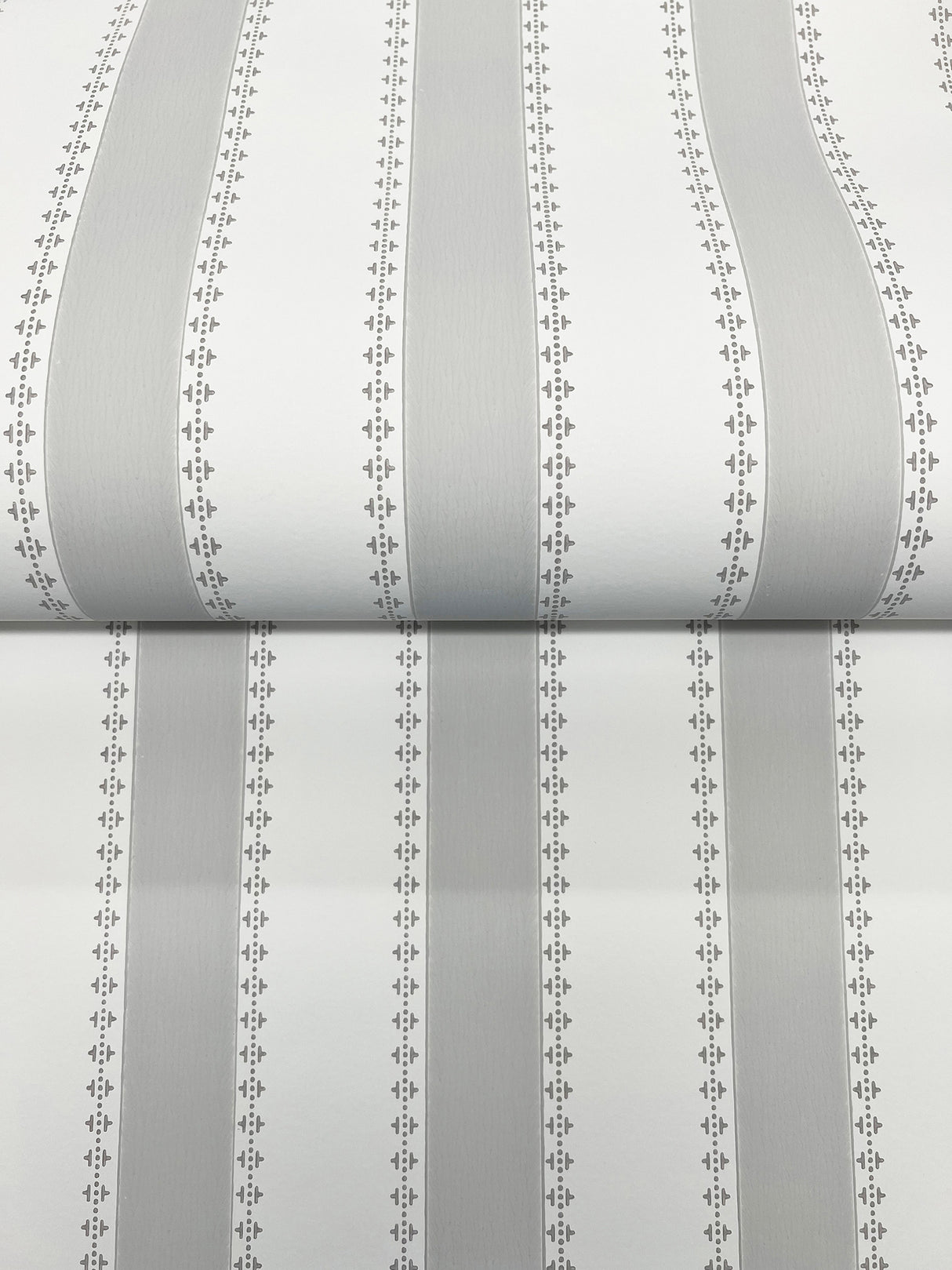 Tilford Light Grey Awning Stripe Grey & White by Antonina Vella Non Woven Wallpaper – York Designer Series VP1373