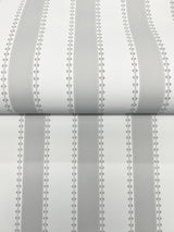 Tilford Light Grey Awning Stripe Grey & White by Antonina Vella Non Woven Wallpaper – York Designer Series VP1373